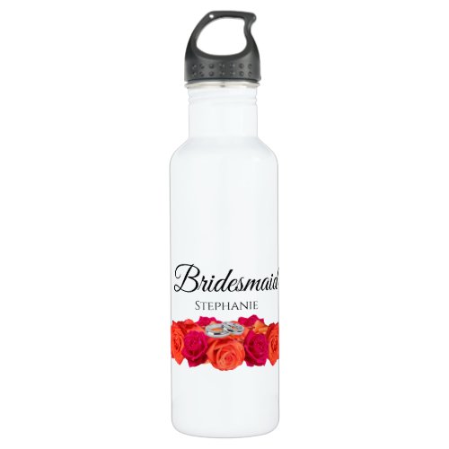 Orange and Pink_Blossoms_Bridesmaid gift_ Stainless Steel Water Bottle