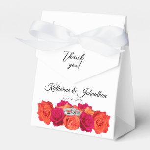 Orange and Pink-Blossoms-Wedding Thank you-  Favor Boxes