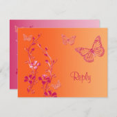 Orange and Pink Butterflies Reply Card (Front/Back)