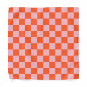 Orange and Pink Checkerboard Pattern Bandana