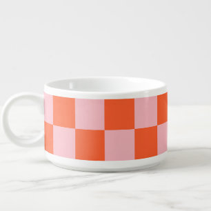 Orange and Pink Checkerboard Pattern Bowl