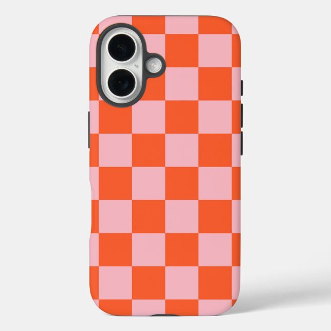 Orange and Pink Checkerboard Pattern Case-Mate iPhone Case (Back)