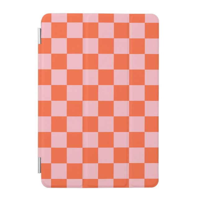 Orange and Pink Checkerboard Pattern iPad Mini Cover (Front)