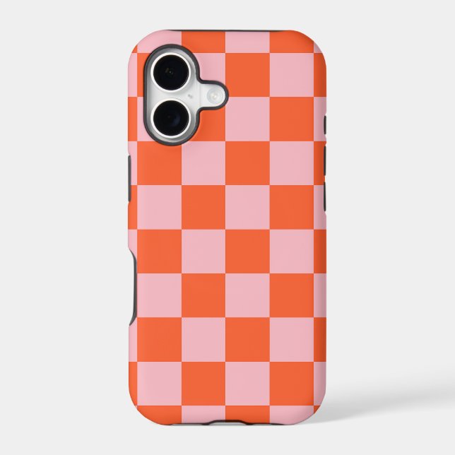 Orange and Pink Checkerboard Pattern Iphone Case (Back)
