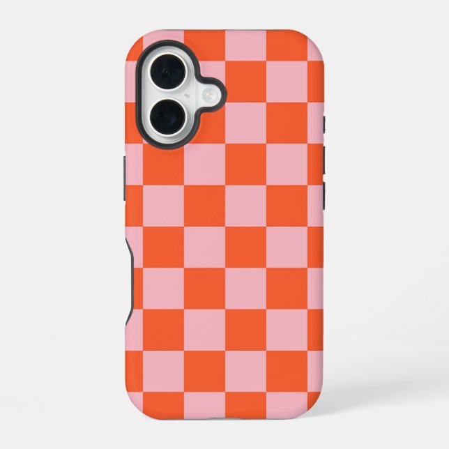 Orange and Pink Checkerboard Pattern Iphone Case (Back)