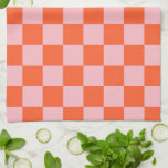 Orange and Pink Checkerboard Pattern Kitchen Towel<br><div class="desc">Orange and Pink Checkerboard Pattern in Pink and Orange.</div>