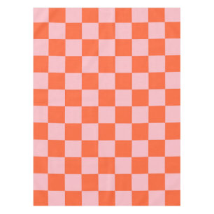 Orange and Pink Checkerboard Pattern Tablecloth