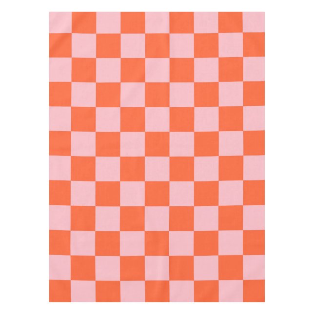 Orange and Pink Checkerboard Pattern Tablecloth (Front)