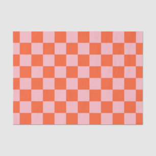 Orange and Pink Checkerboard Pattern Tissue Paper