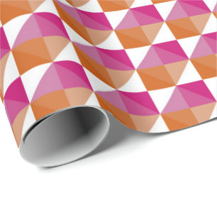Orange and Pink Checkerboard Wrapping Paper