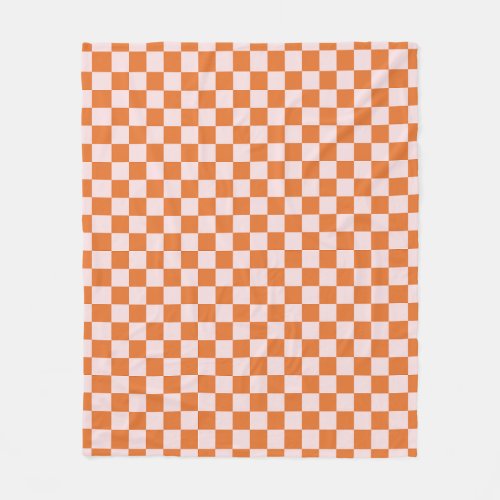 Orange and Pink Checkered Pattern Checkerboard Che Fleece Blanket