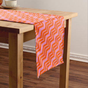 Orange and Pink Chevron Pattern Design Short Table Runner