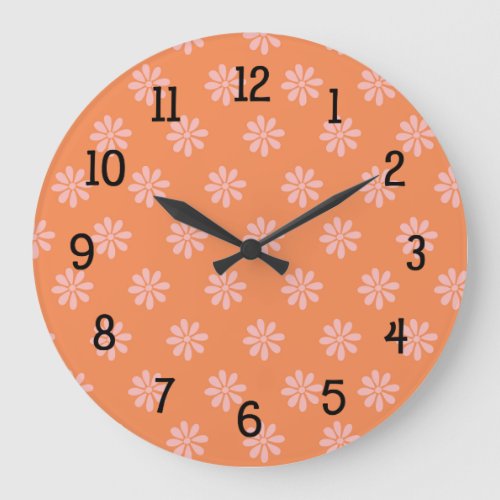 Orange and Pink Daisy Clock