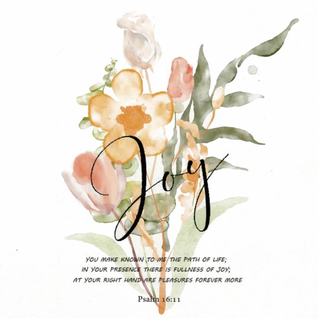 Orange and pink floral joy magnet (Front)