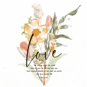 Orange and pink floral Love magnet