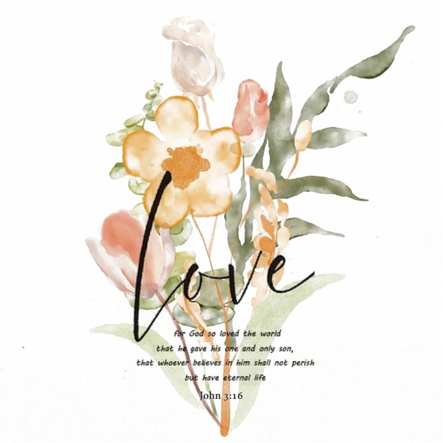 Orange and pink floral Love magnet (Front)