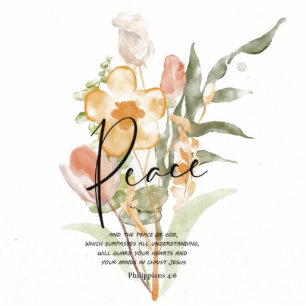 Orange and pink floral peace magnet