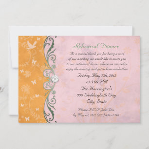 Orange and Pink Floral Rehearsal Dinner Invitation