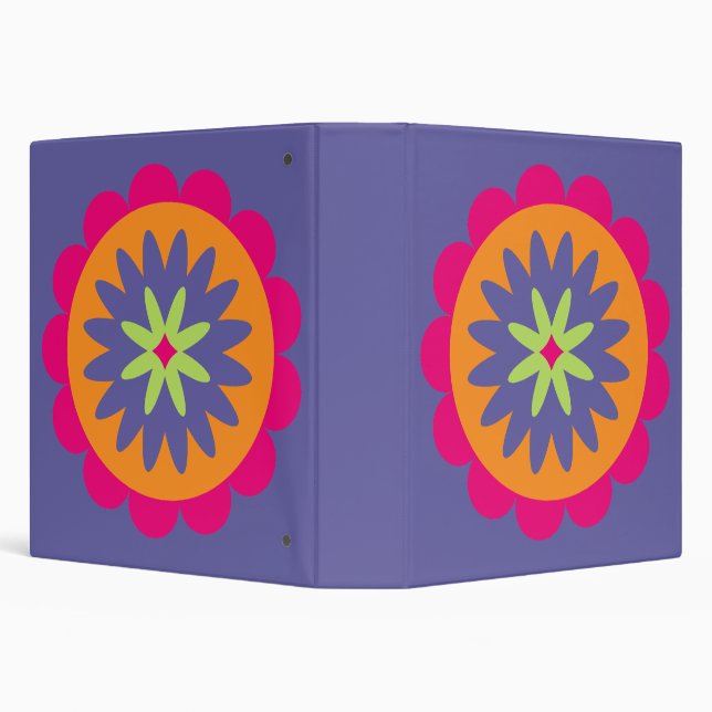 orange and pink floral shapes illustration 3 ring binder (Background)