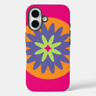 orange and pink floral shapes illustration iPhone 16 case