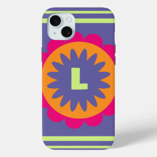 orange and pink floral shapes illustration iPhone 15 plus case