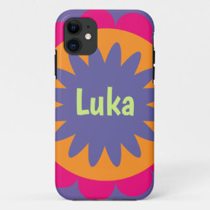 orange and pink floral shapes illustration iPhone 11 case