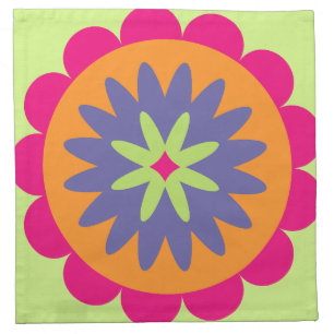 orange and pink floral shapes illustration cloth napkin
