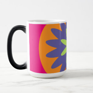 orange and pink floral shapes illustration color morph mug