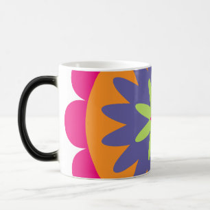 orange and pink floral shapes illustration color morph mug