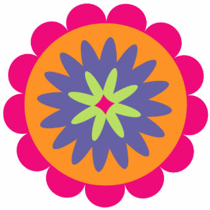 orange and pink floral shapes illustration cutout