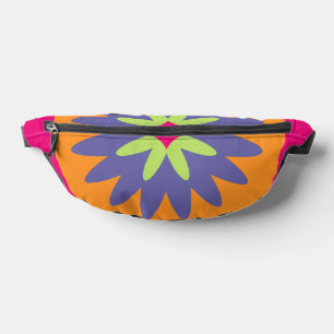 orange and pink floral shapes illustration fanny pack