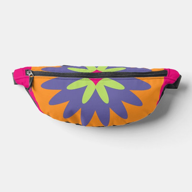 orange and pink floral shapes illustration fanny pack (Lay Down)