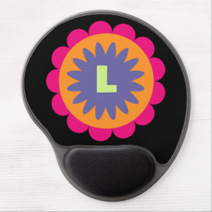 orange and pink floral shapes illustration gel mouse pad