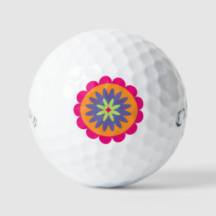 orange and pink floral shapes illustration golf balls