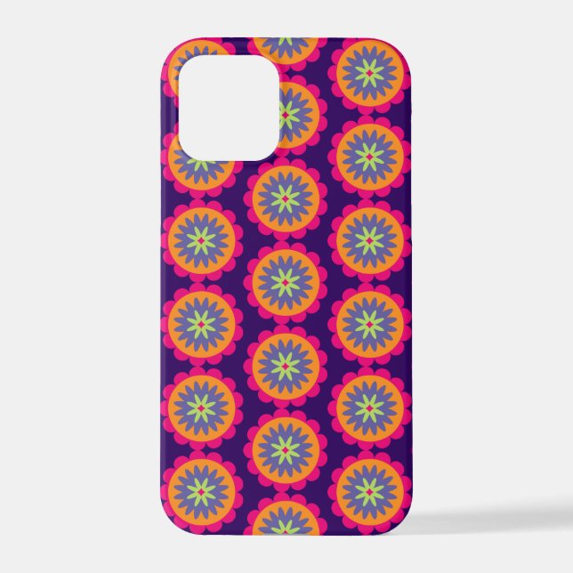 orange and pink floral shapes illustration iPhone case (Back)