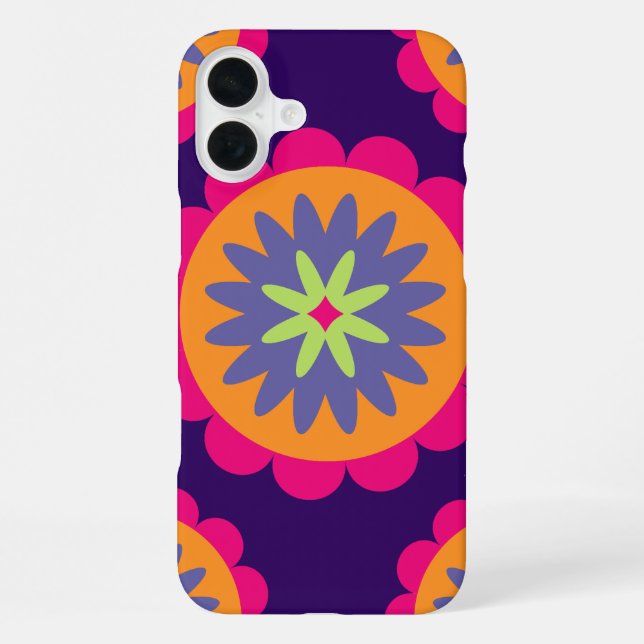 orange and pink floral shapes illustration iPhone case (Back)