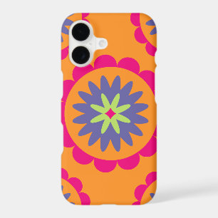 orange and pink floral shapes illustration iPhone 17 case