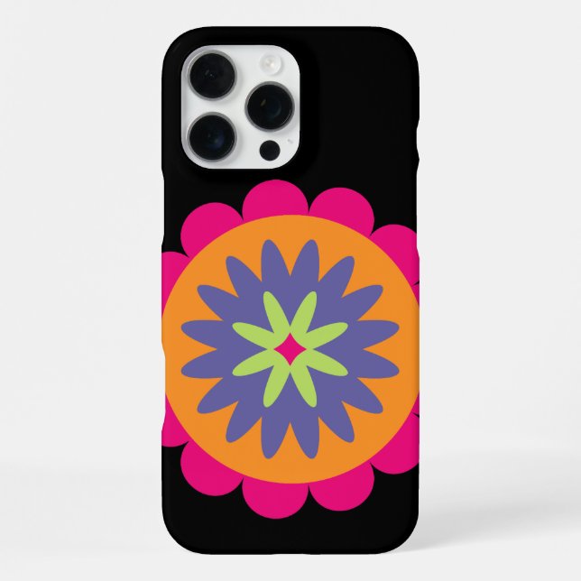 orange and pink floral shapes illustration iPhone case (Back)