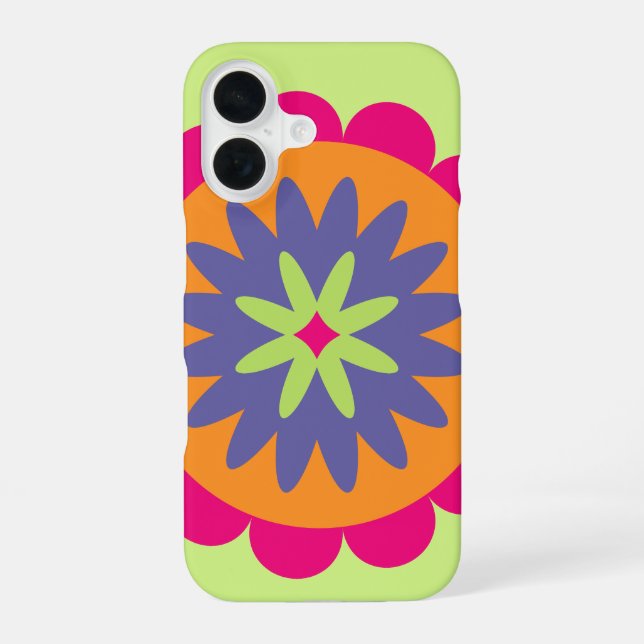 orange and pink floral shapes illustration iPhone case (Back)