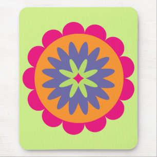 orange and pink floral shapes illustration mouse pad