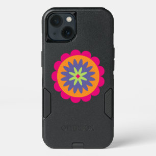 orange and pink floral shapes illustration iPhone 13 case