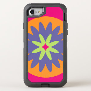 orange and pink floral shapes illustration OtterBox defender iPhone SE/8/7 case