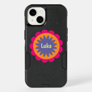 orange and pink floral shapes illustration OtterBox iPhone 14 case