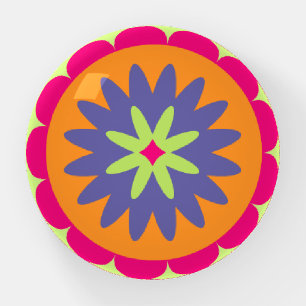 orange and pink floral shapes illustration paperweight