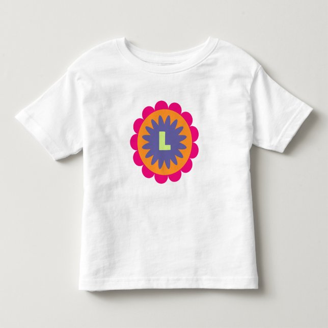 orange and pink floral shapes illustration toddler t-shirt (Front)