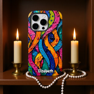 Orange and Pink Floral Swirls iPhone 16 Pro Case
