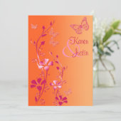 Orange and Pink Floral with Butterflies Invite (Standing Front)