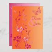 Orange and Pink Floral with Butterflies Invite (Front/Back)