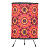 Orange and Pink Funky Mosaic Geometric Pattern Tripod Lamp (Front)