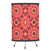 Orange and Pink Funky Mosaic Geometric Pattern Tripod Lamp (Back)